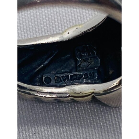 David Yurman Sterling Silver 14k Gold 8mm Blue Stone Noblesse Ring, - Picture 5 of 7